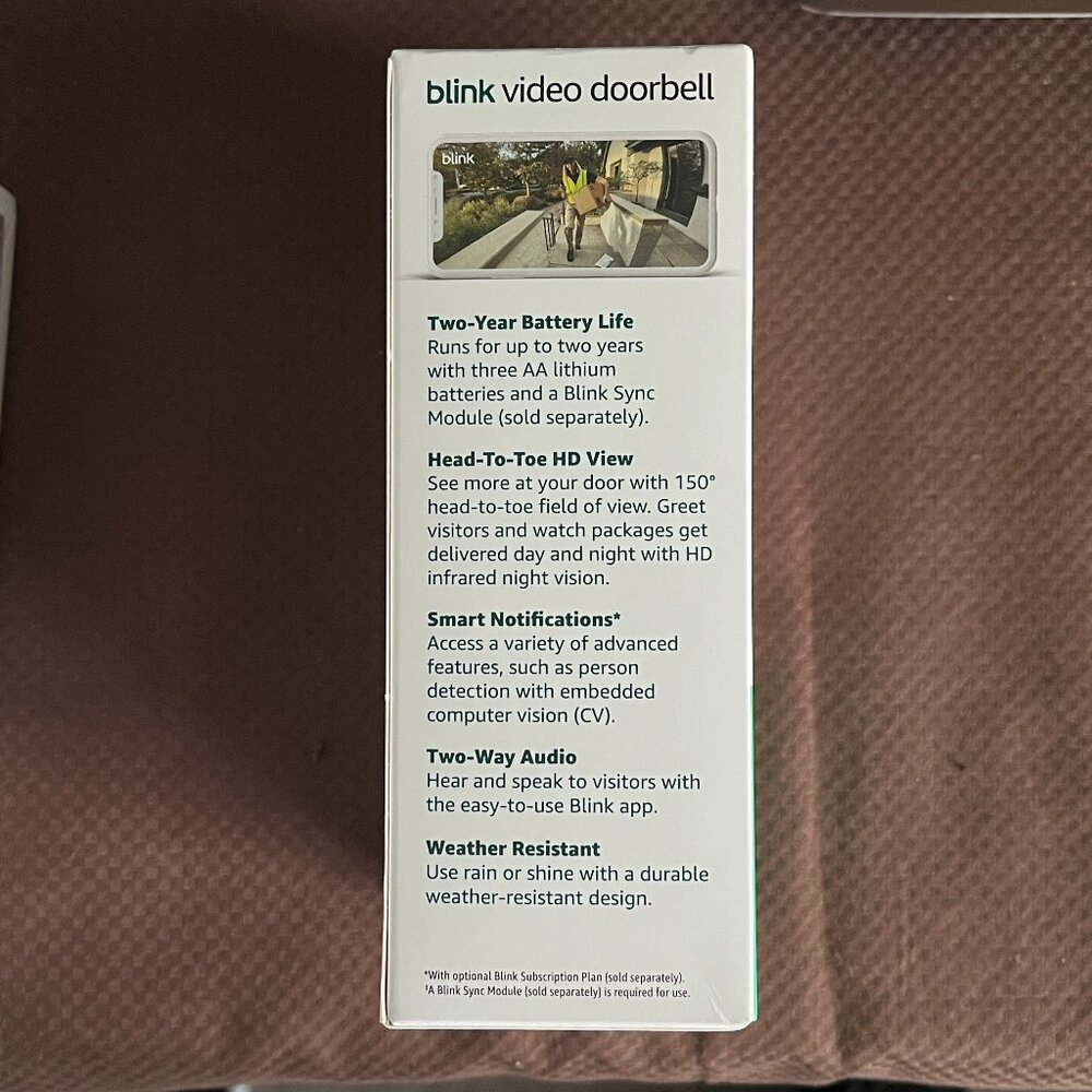 Blink Video Doorbell (Latest Model) Head-to-toe HD view, 2-Year Battery - SEALED - Picture 7 of 8